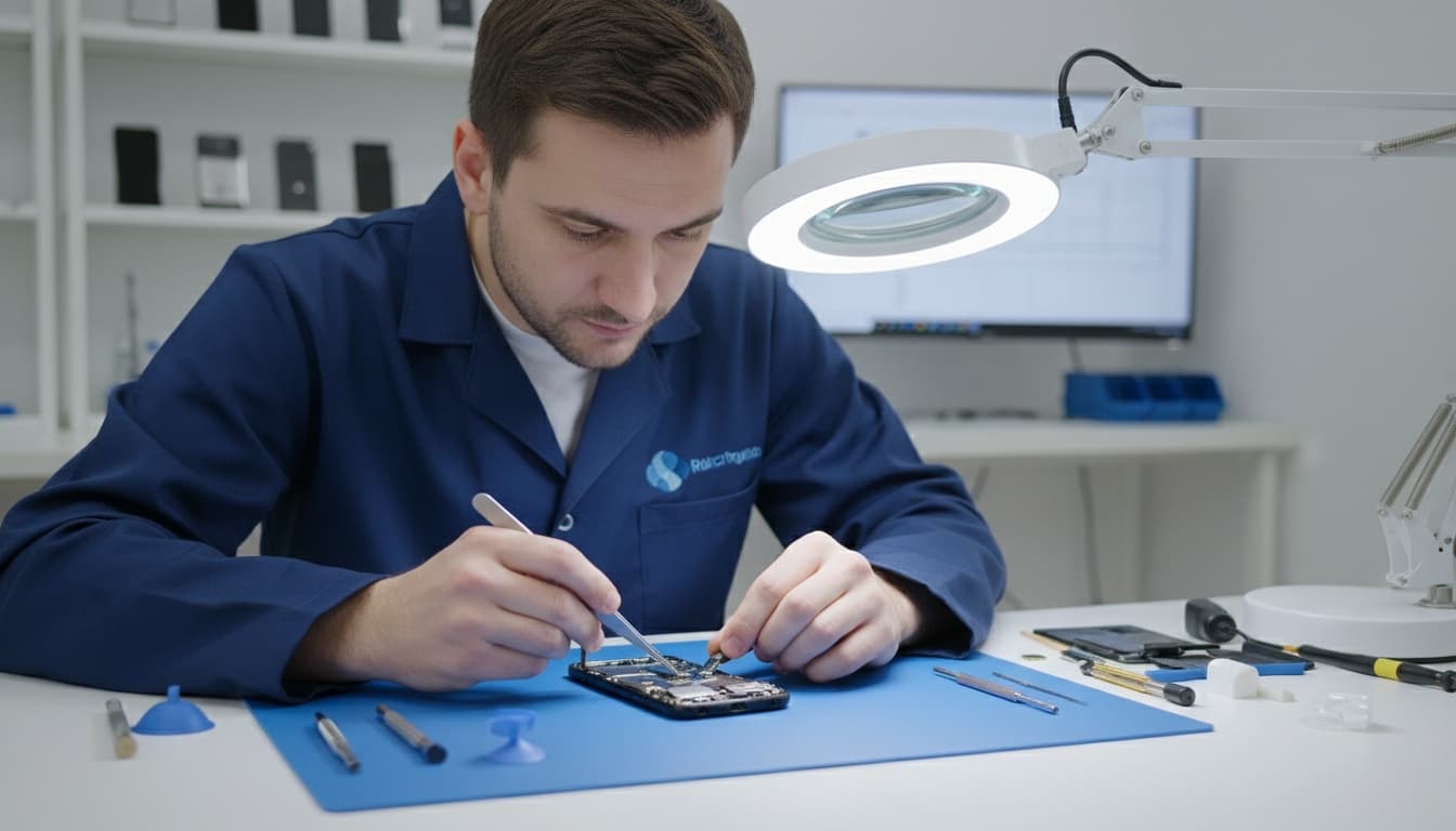 Professional mobile repairing technician working